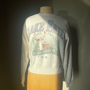 H&M Cream Lake Erie Graphic Sweatshirt